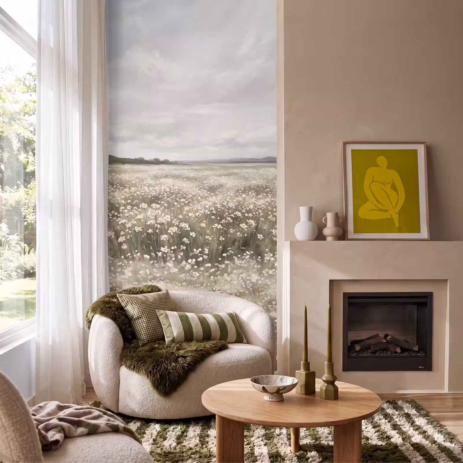 Behang - Illustratie - Landschap - Wit — 1