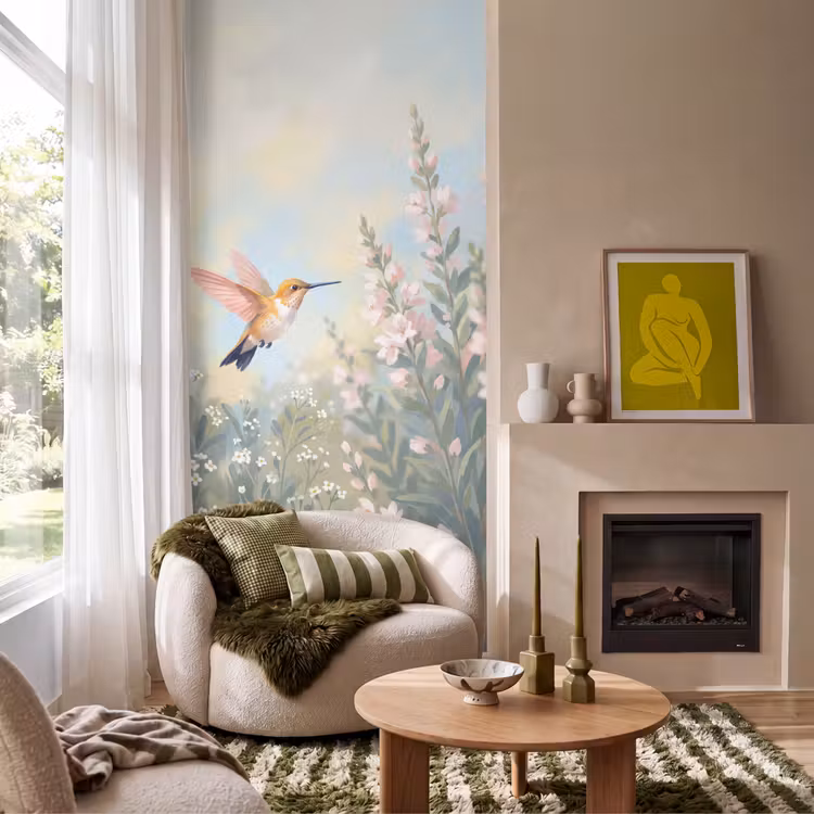 Behang - Kolibrie - Illustratie - Kleurrijk — 1