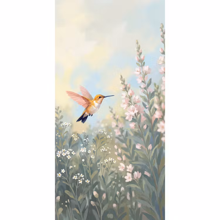 Behang - Kolibrie - Illustratie - Kleurrijk — 2