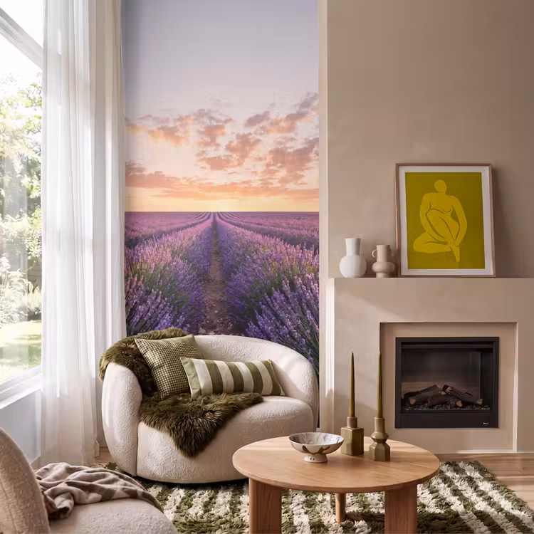 Behang - Landschap - Lavendelveld - Paars — 1