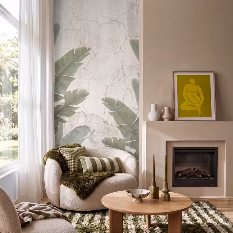 Behang - Bananenbladeren - Beton - Groen — 1