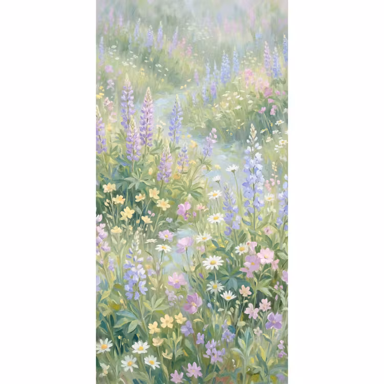 Behang - Bloemenveld - Heuvels - Kleurrijk — 2