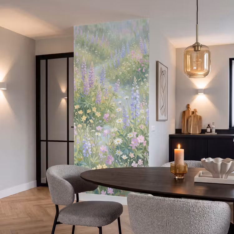 Behang - Bloemenveld - Heuvels - Kleurrijk — 5