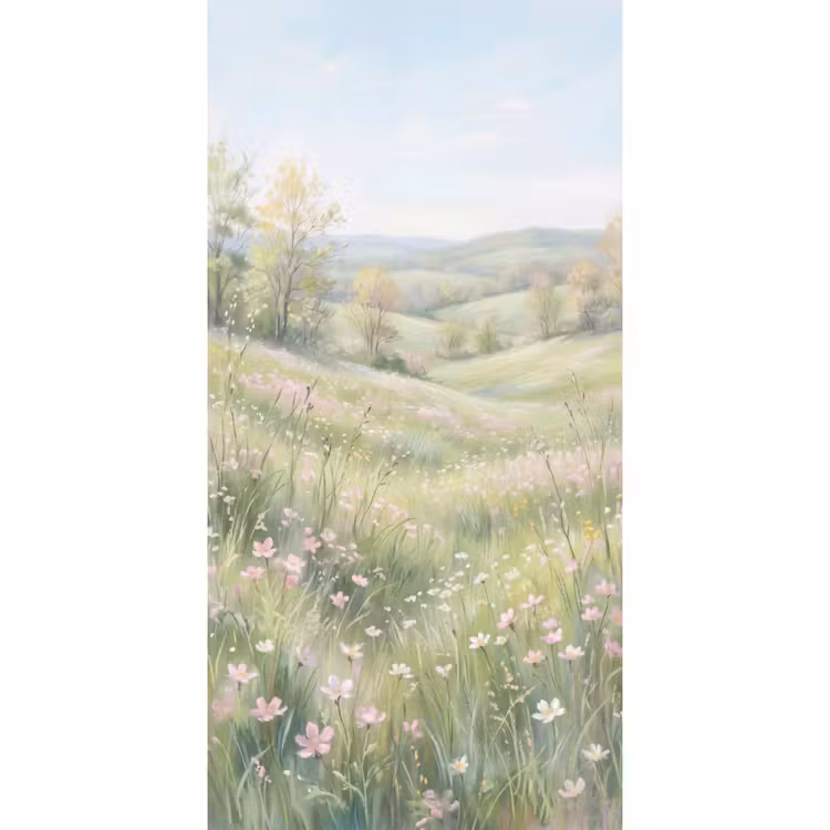 Behang - Bloemen veld - Bloemen - Groen — 2