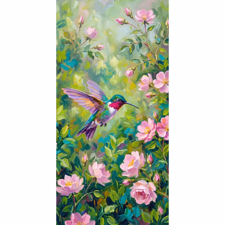 Behang - Kolibrie - Bloemen - Natuur - Kleurrijk — 2