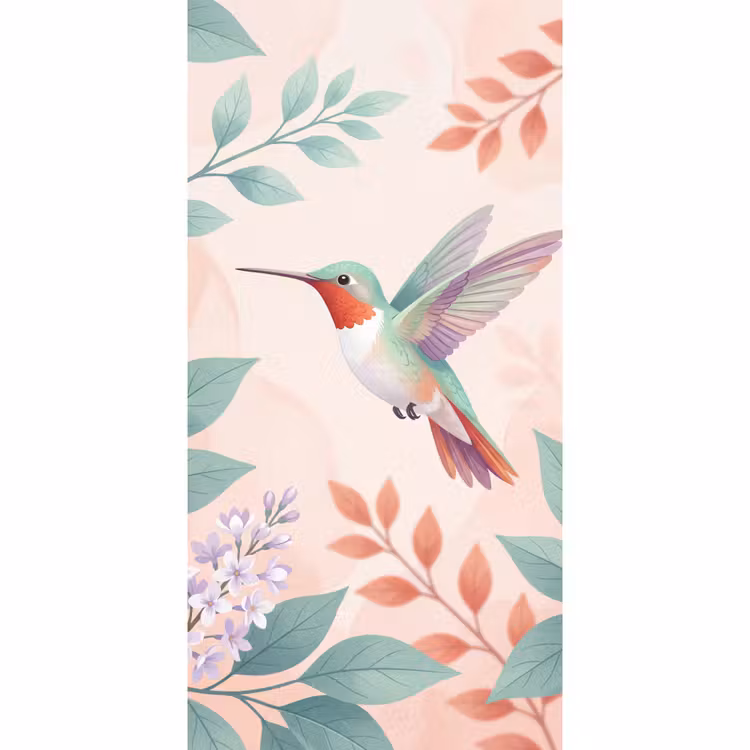 Behang - Kolibrie - Vliegen - Natuur - Illustratie - Kleurrijk — 2
