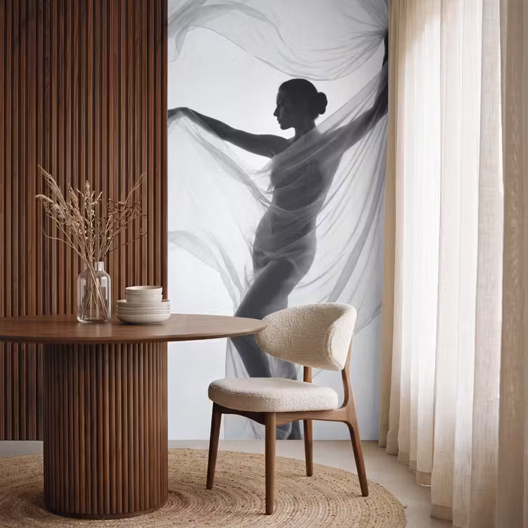 Behang - Silhouet - Sluier - Vormen - Zwart - Wit - Sensueel — 4