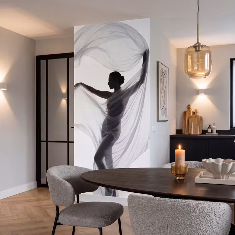 Behang - Silhouet - Sluier - Vormen - Zwart - Wit - Sensueel — 5