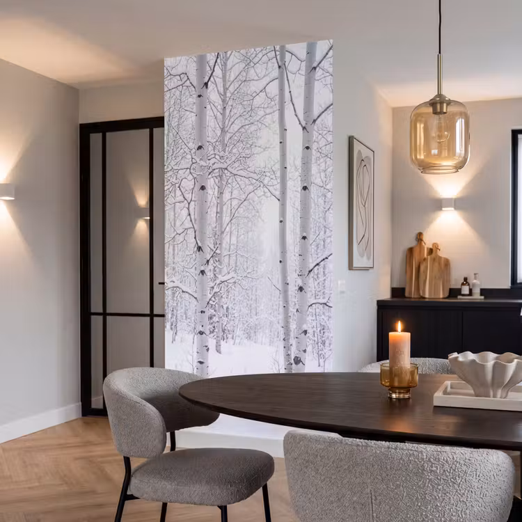 Behang - Berkenbomen - Sneeuw - Winter - Bos - Wit — 5