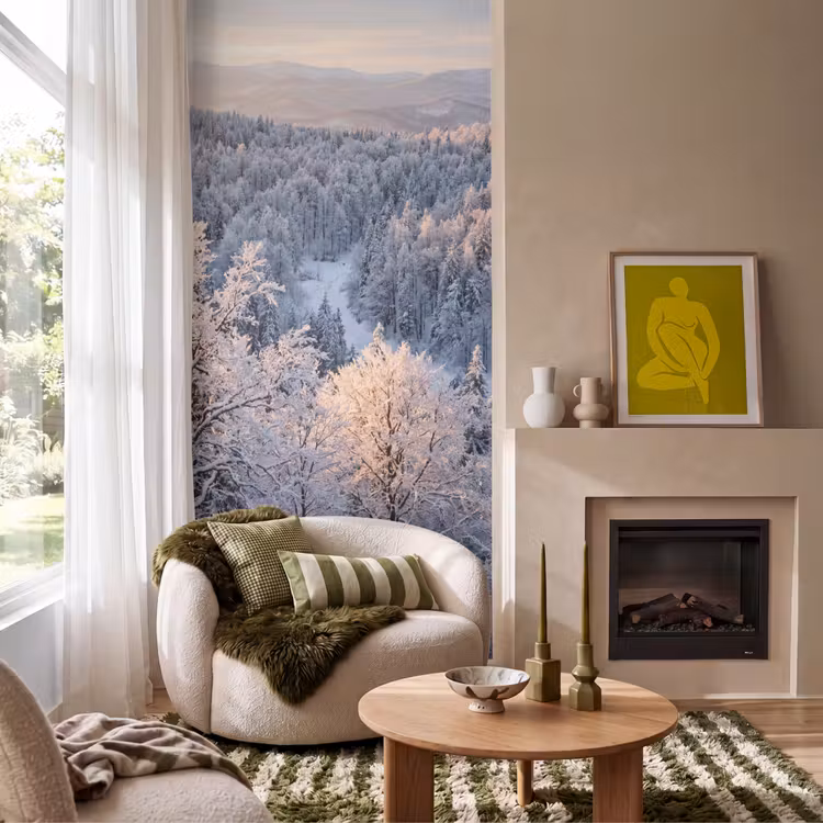 Behang - Bos - Bergen - Goud - Winter - Warm — 1