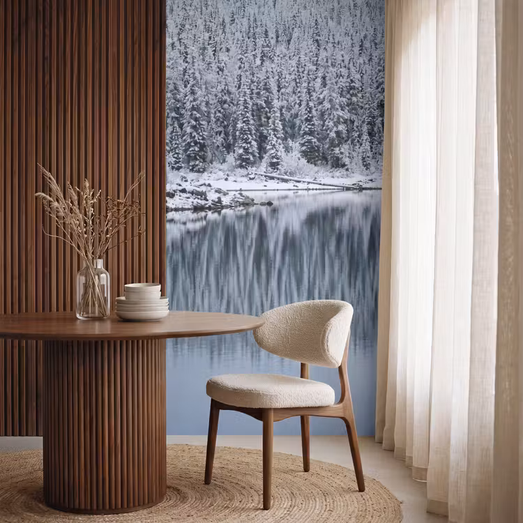 Behang - Bos - Reflectie - Meer - Winter - Serene — 4