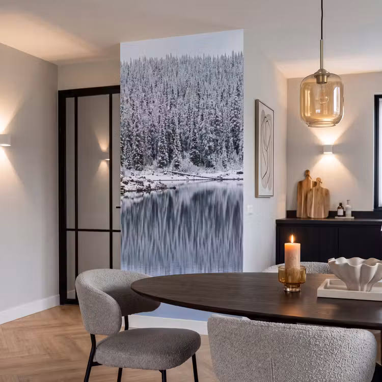 Behang - Bos - Reflectie - Meer - Winter - Serene — 5