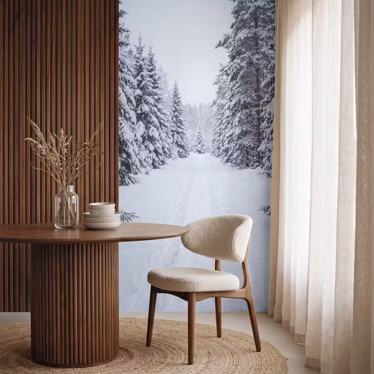 Behang - Bos - Winter - Sneeuw - Pad - Natuur — 4