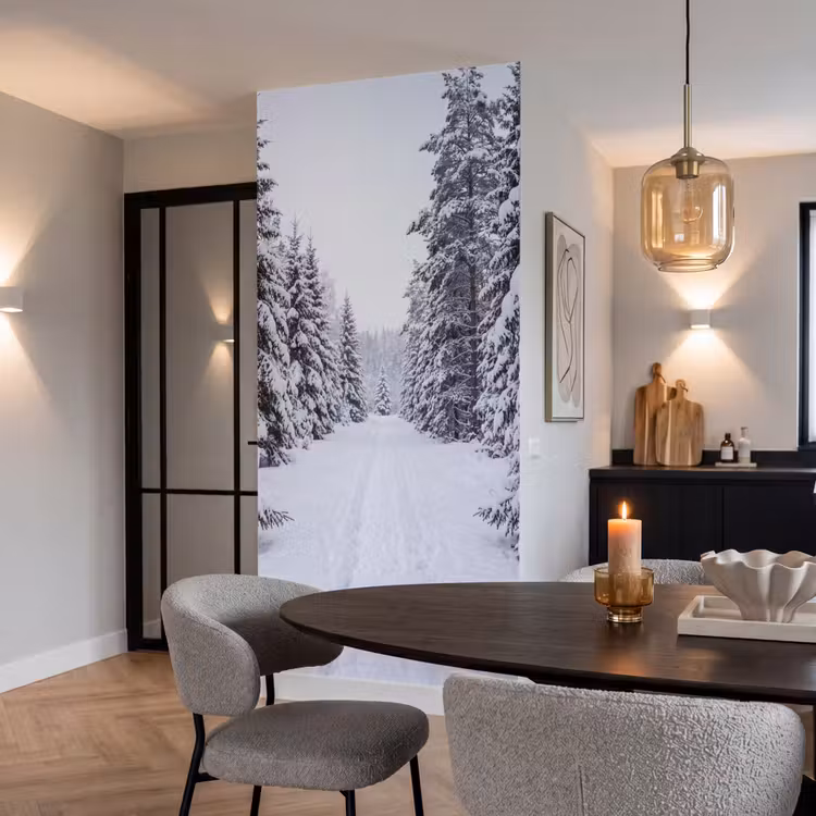 Behang - Bos - Winter - Sneeuw - Pad - Natuur — 5