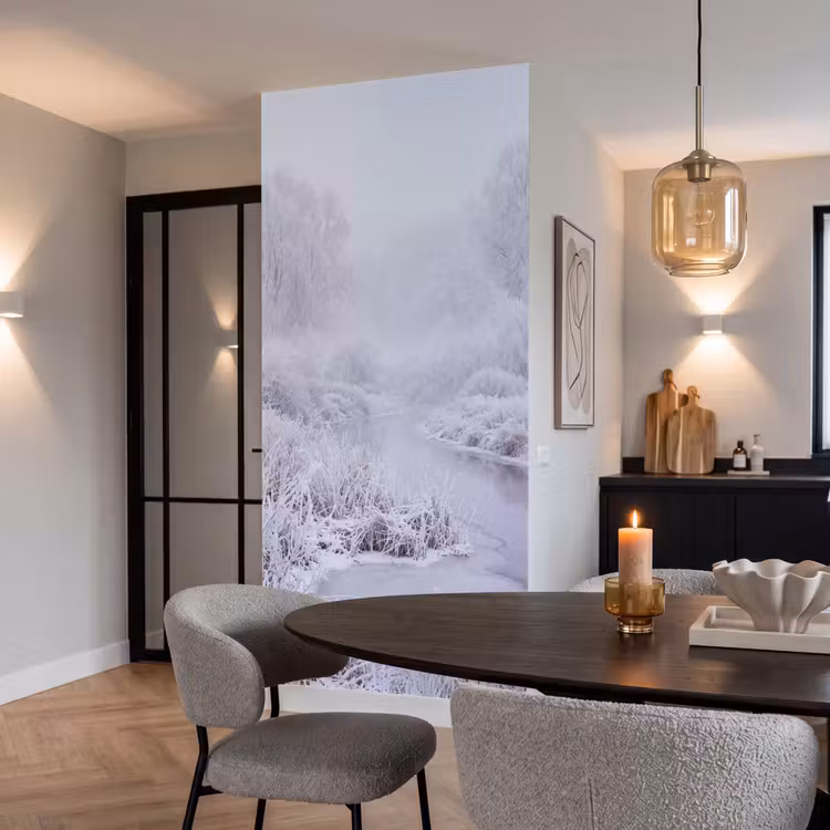 Behang - Rivier - Sneeuw - Bos - Winter - Schilderachtig — 5