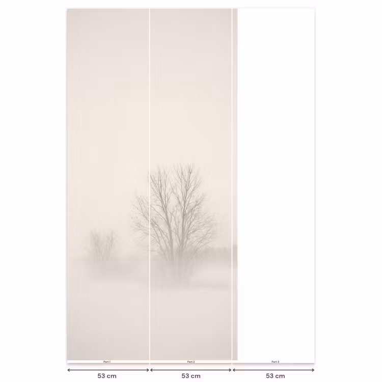 Behang - Boom - Mist - Sneeuw - Winter - Minimalistisch — 6