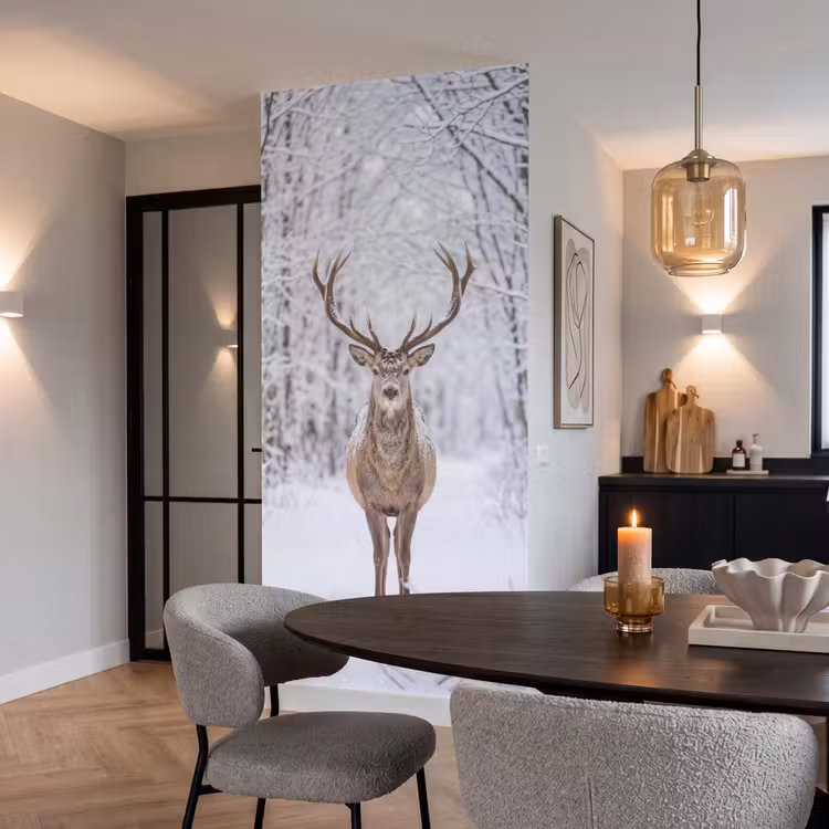 Behang - Hert - Winter - Bos - Natuur - Wit — 5