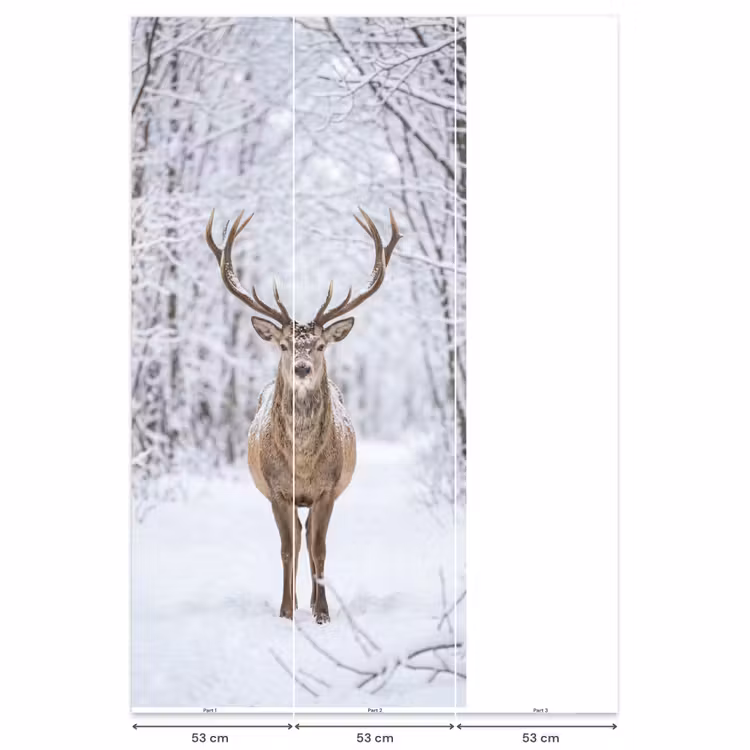 Behang - Hert - Winter - Bos - Natuur - Wit — 6