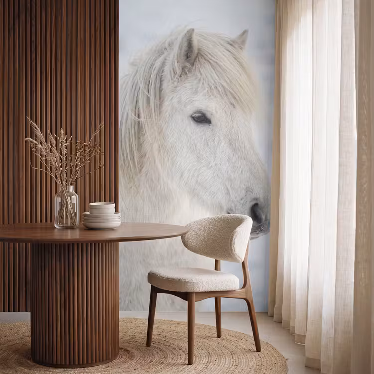 Behang - Paard - Kop - Winter - Dieren - Wit — 4