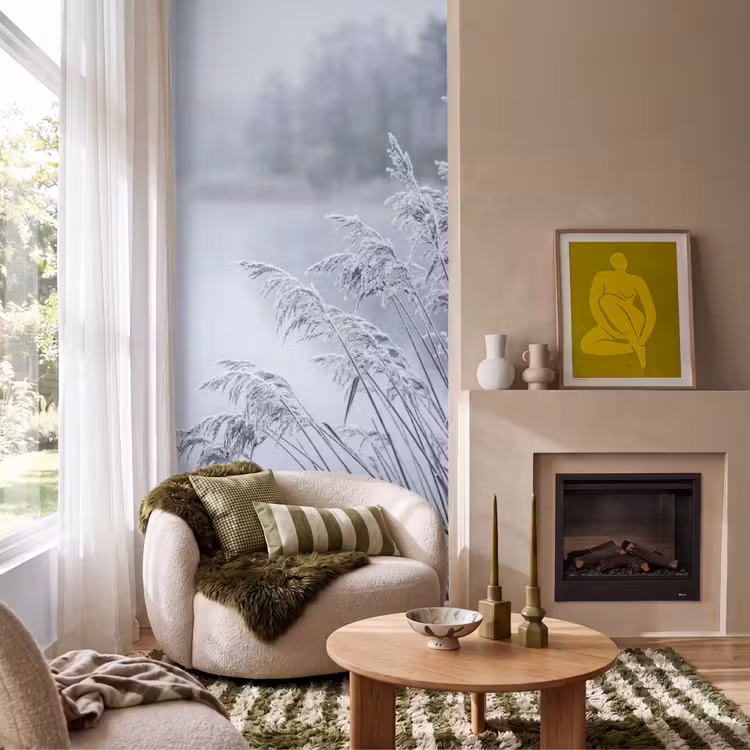 Behang - Riet - Bevroren - Winter - Natuur — 1