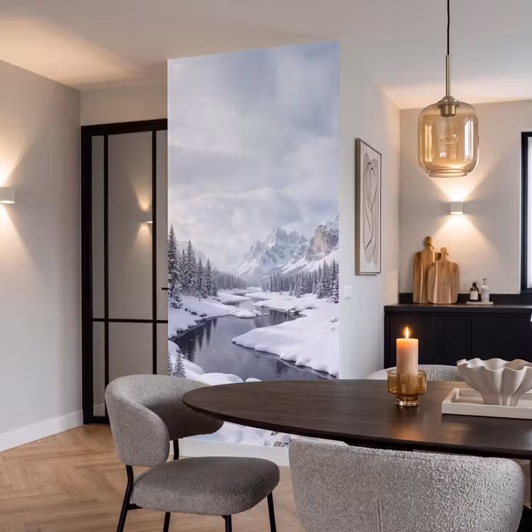 Behang - Sneeuwlandschap - Bergen - Rivier - Winter — 5