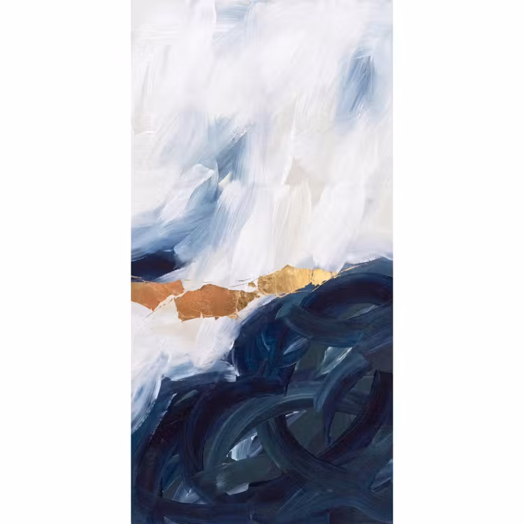 Behang - Abstract - Acryl - Blauw - Goud - Elegant — 2