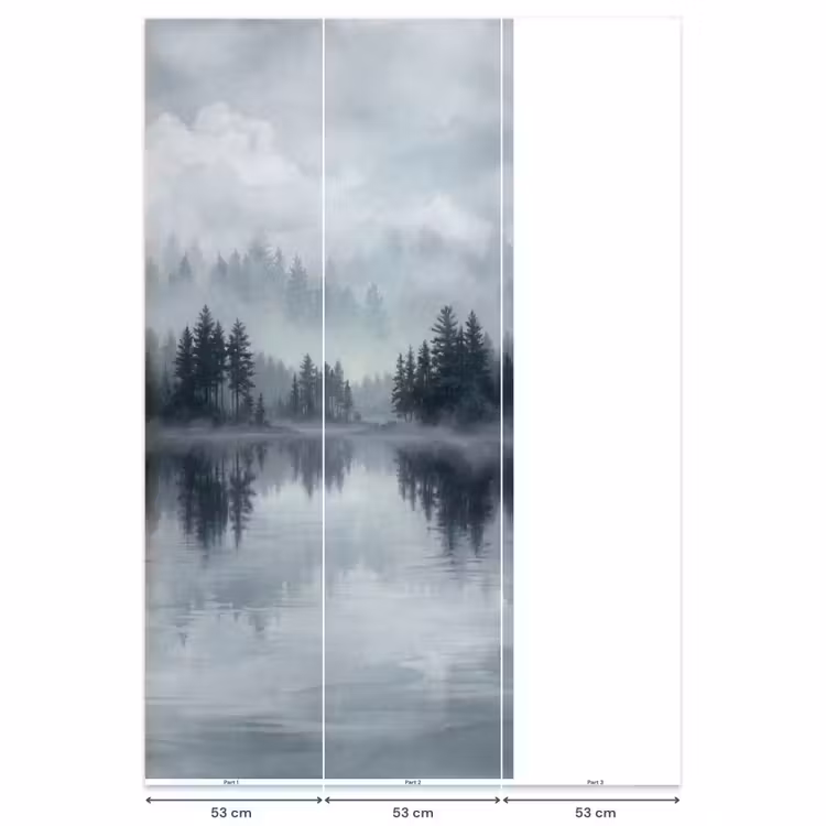 Behang - Bos - Meer - Mist - Natuur - Grijs — 6
