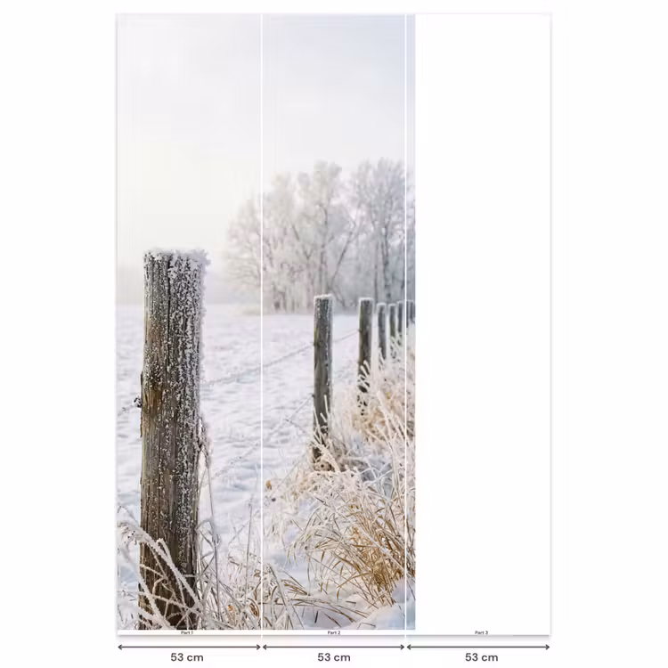Behang - Hek - Sneeuw - Mist - Platteland - Nostalgisch — 6