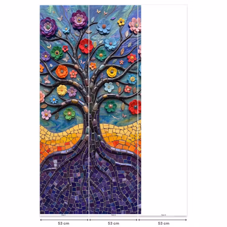 Behang - Levensboom - Mozaïek - Bloemen - Kleurrijk - Vrolijk — 6