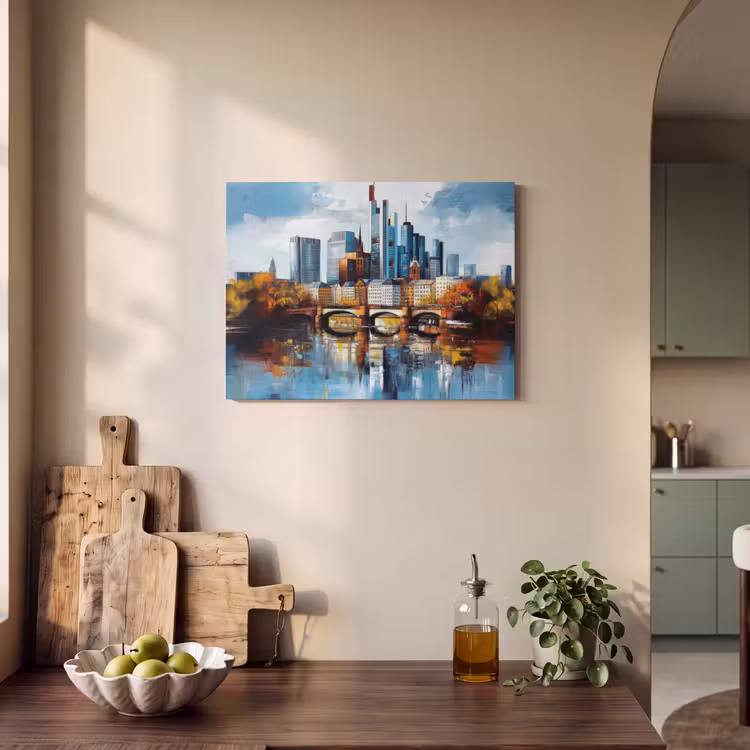 Akoestisch schilderij - Bomen Frankfurt- Stad - Skyline - Brug — 4
