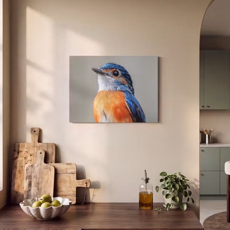 Akoestisch schilderij - Kleurrijk - Vogeltje - Veren - Blauw — 4