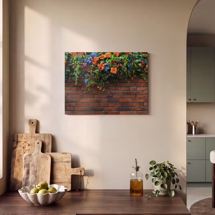 Akoestisch schilderij - Bloemen - Muur - Groen - Oranje — 4