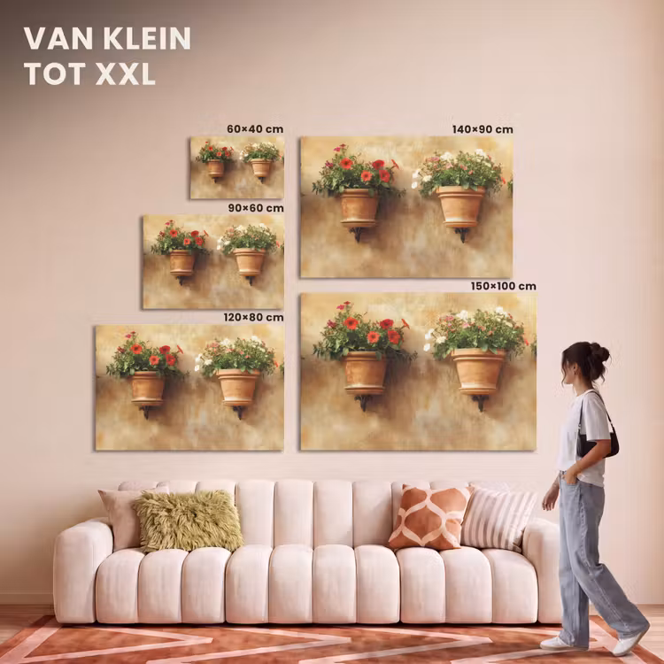 Akoestisch schilderij - Bloempotten - Muur - Vintage — 7