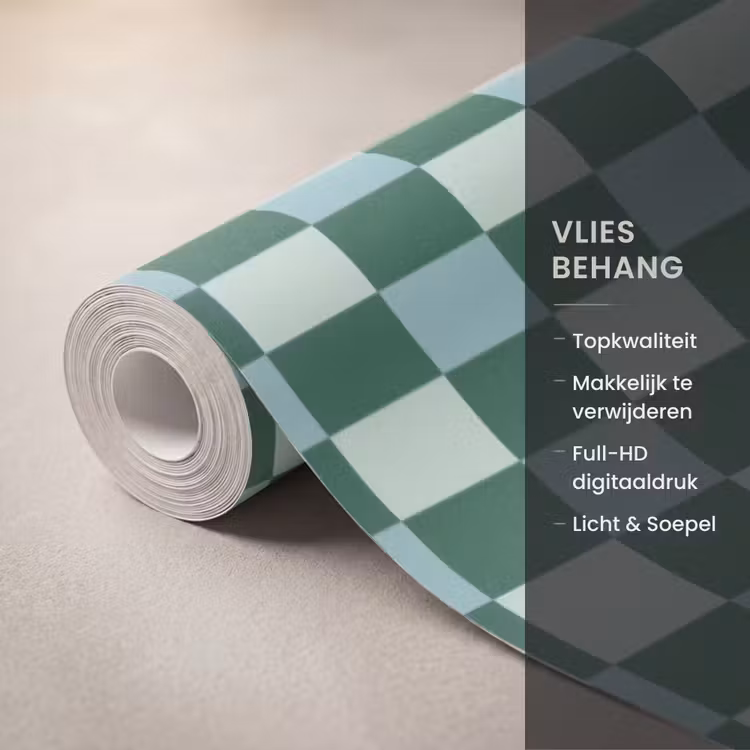 Behang - Schaakbord - Klassiek - Groen — 3