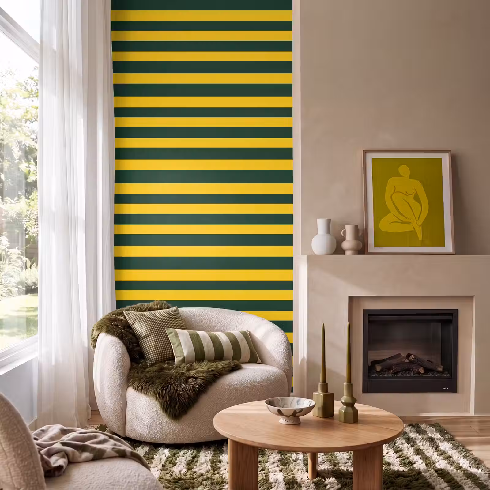 Behang - Klassiek - Strepen - Groen — 1