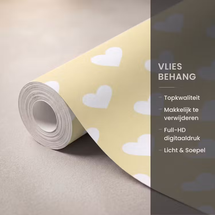 Behang - Hartjes - Patroon - Geel — 3