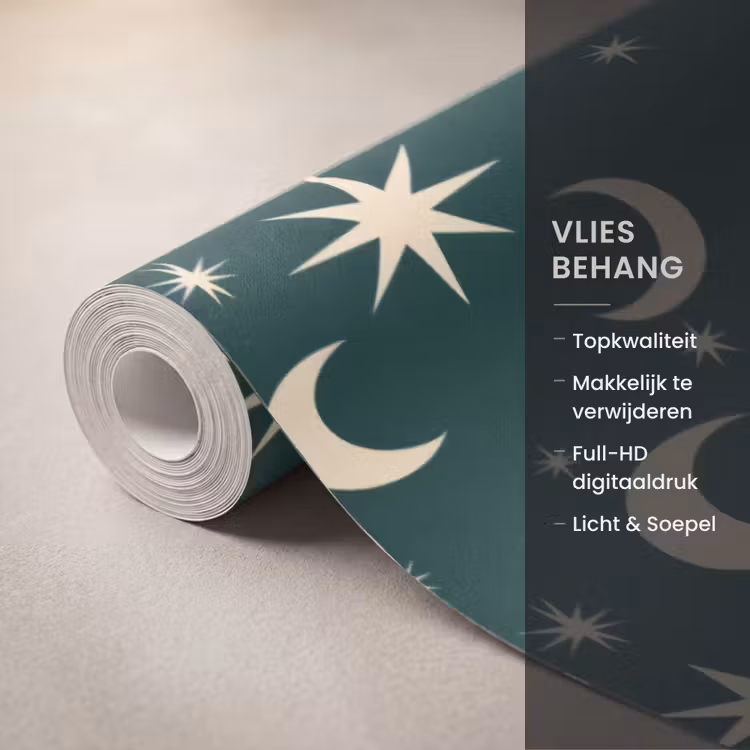 Behang - Manen - Sterren - Groen — 3