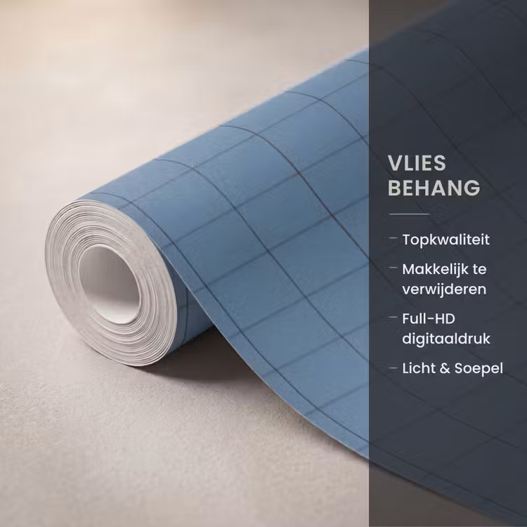 Behang - Ruiten - Geometrisch - Blauw — 3