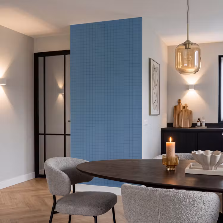 Behang - Ruiten - Geometrisch - Blauw — 5