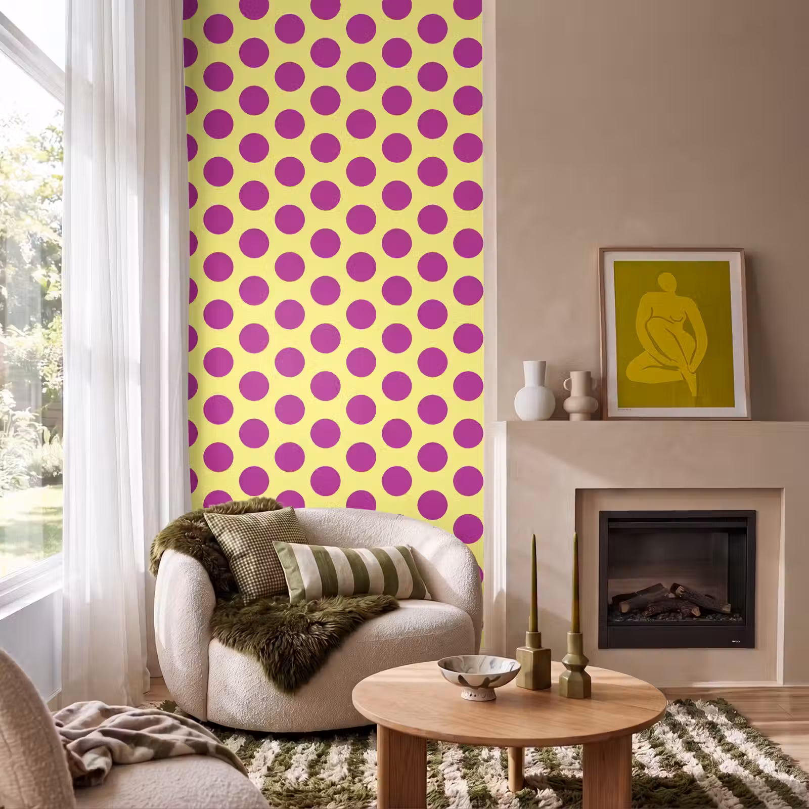 Behang - Dots - Klassiek - Geel — 1