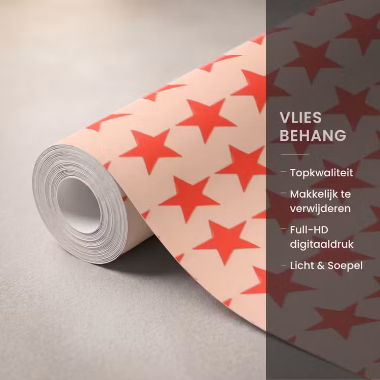 Behang - Patroon - Sterren - Rood — 3