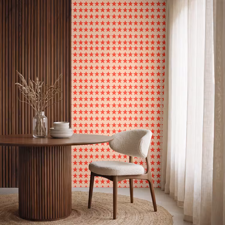 Behang - Patroon - Sterren - Rood — 4