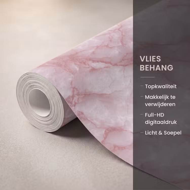Behang - Roze - Kwartsmarmer - Aders — 3