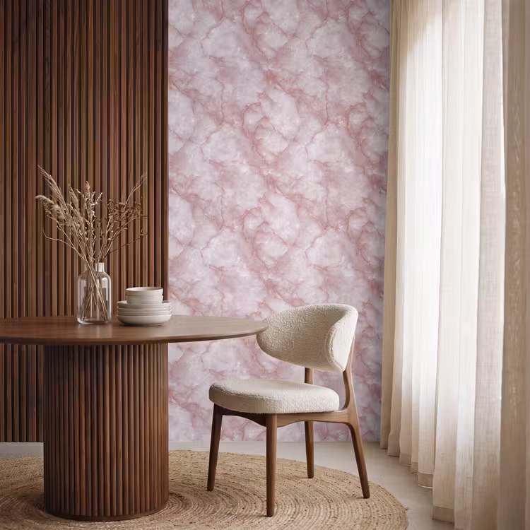 Behang - Roze - Kwartsmarmer - Aders — 4