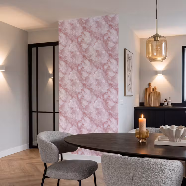 Behang - Roze - Kwartsmarmer - Aders — 5