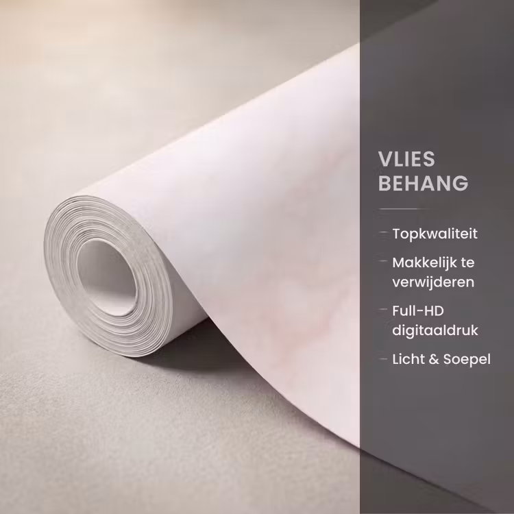 Behang - Roze - Marmer - Crème — 3