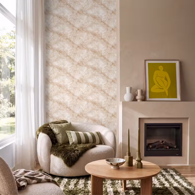 Behang - Kristalstructuur - Bruin - Marmer — 1