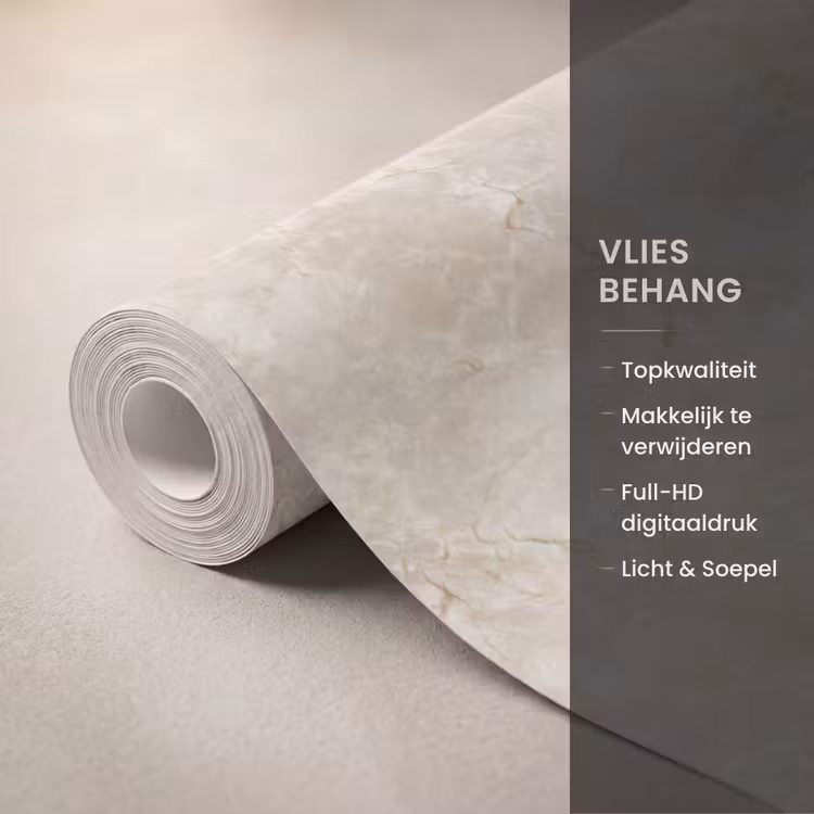 Behang - Lichtbeige - Marmer - Aders — 3