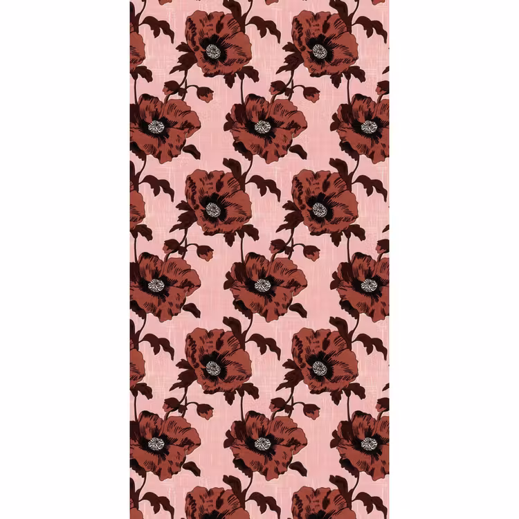 Behang - Bloemen - Retro - Rood — 2