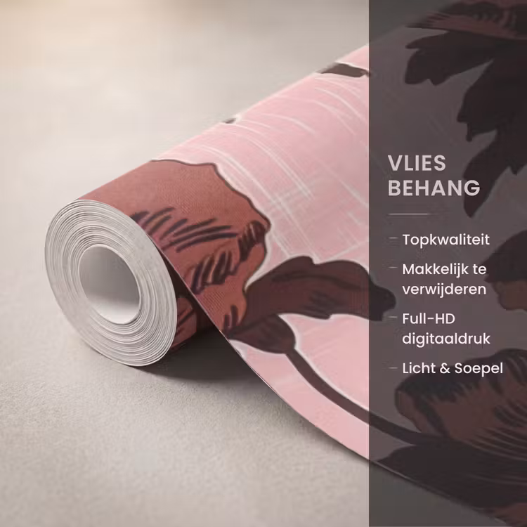 Behang - Bloemen - Retro - Rood — 3